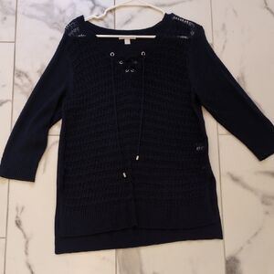 New York & Company Navy V-Neck Sweater